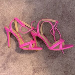 Schutz Gorgeous Hot Pink wrap stilettos